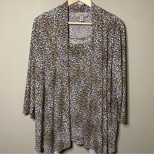 Chico’s Easywear Animal Print Cardigan With Matching Tank Women Brown Tan Office